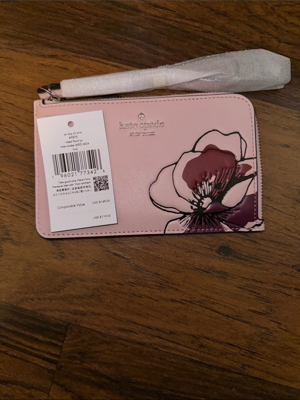 kate spade Pink Floral Zip Wristlet